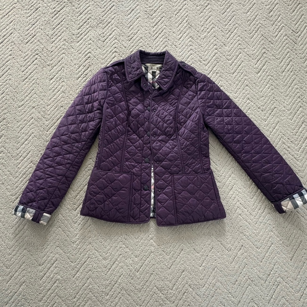 Burberry Brit Dark Purple Quilted Puffer Jacket XS